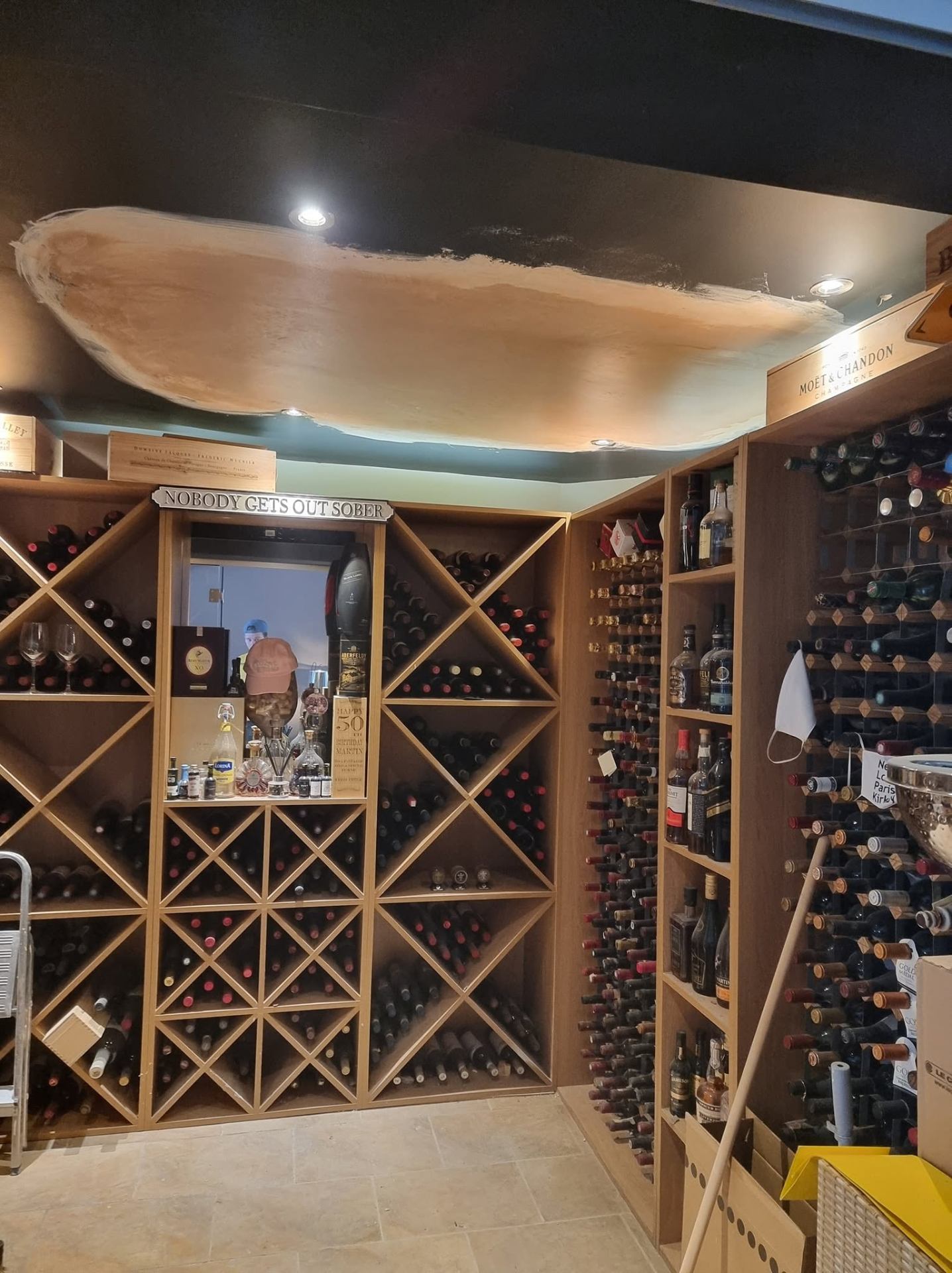 Specialist curved ceiling plasterwork in a converted wine cellar