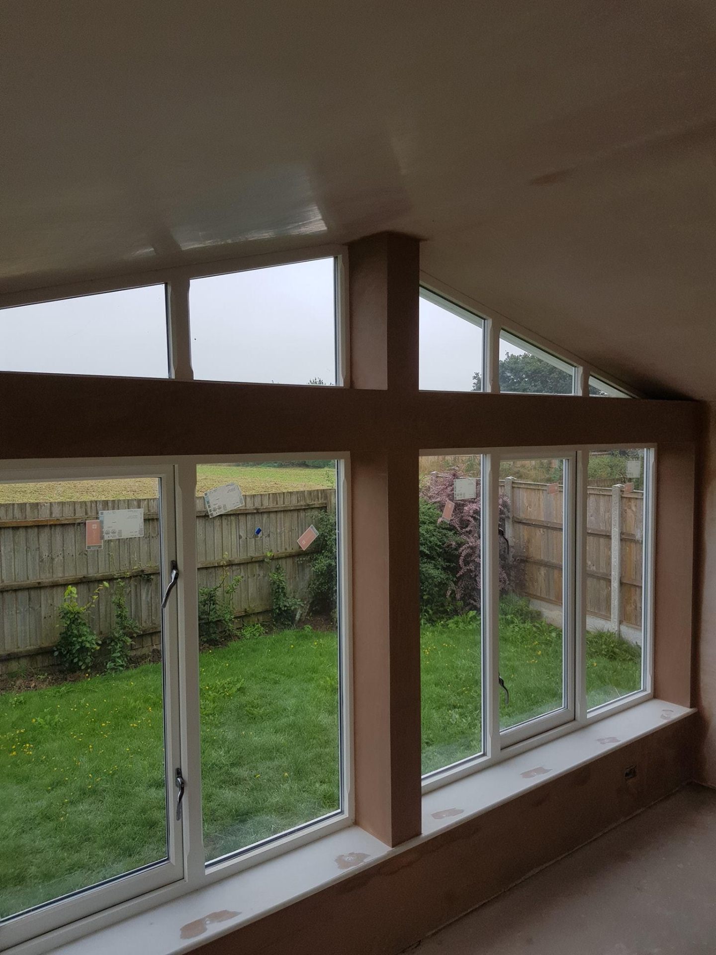 Vaulted conservatory with freshly skimmed reveals and pillars